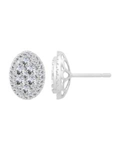 1.02ct VS/E-F Round Natural Diamond Cluster Earrings