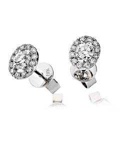 0.60ct VS/F-G Halo Natural Diamond Earrings