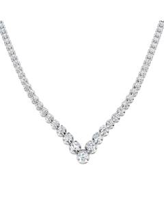 8.10ct SI2/G Round cut Natural Diamond Tennis Necklace in 18k White Gold