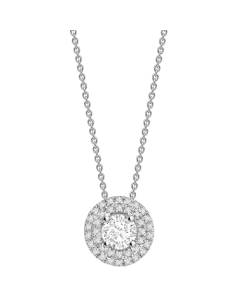 0.85ct VVS/E-F Round Natural Diamond Double Halo Pendant