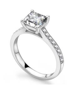1.15ct SI2/F Princess Natural Diamond Shoulder Set Engagement Ring