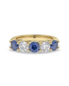 0.50ct VS/F-G Round Cut Blue Sapphire Half Eternity Ring