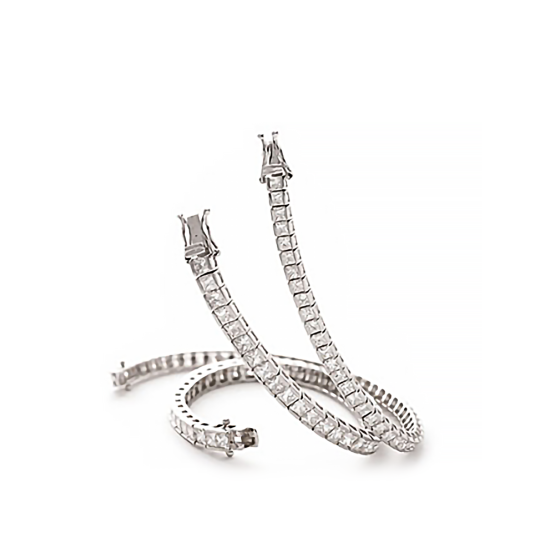 3.70ct VS/F-G 7 Inches Princess Natural Diamond Tennis Bracelet