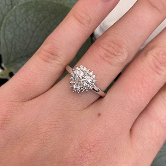 2.50ct SI2/F Heart Natural Diamond Halo Ring