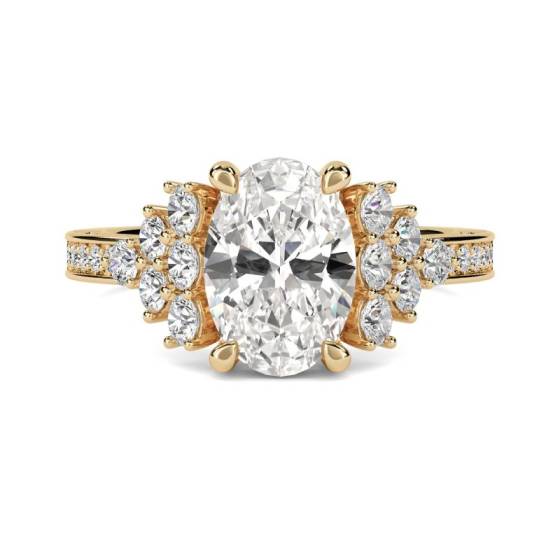 1.80ct VS2/J Oval Cut Natural Diamond Shoulder Set Ring