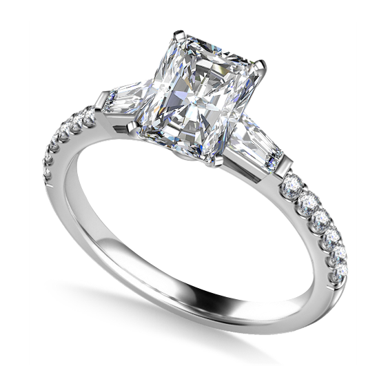 2.04ct VS1/E Emerald cut Labgrown Diamond Trilogy Ring