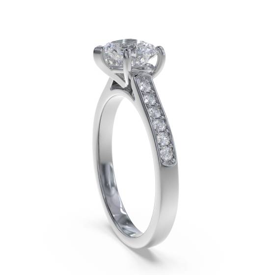 0.75ct SI2/G Heart Natural Diamond Shoulder Set Ring
