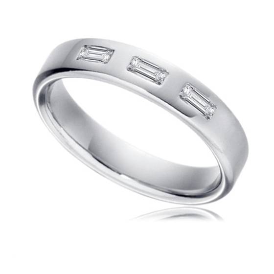 0.18ct SI3/G 5mm Baguette Natural Diamond Wedding Ring