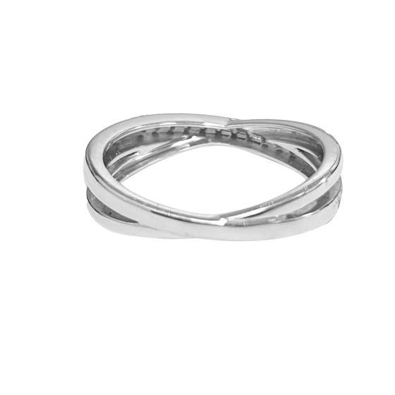 0.08ct VS/E-F Designer Crossover Round Cut Natural Diamond Wedding Ring