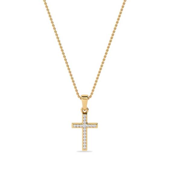 0.10ct VS/E-F Round Cut Natural Diamond Cross Pendant