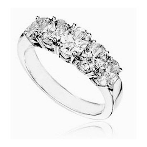 0.50ct VS2/F 5 Stone Oval Natural Diamond Half Eternity Ring