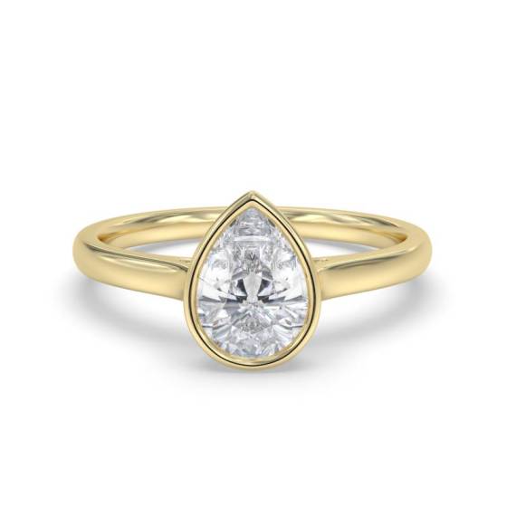 2.00ct VVS2/E Pear Cut Lab Grown Bezel Set Solitaire Ring