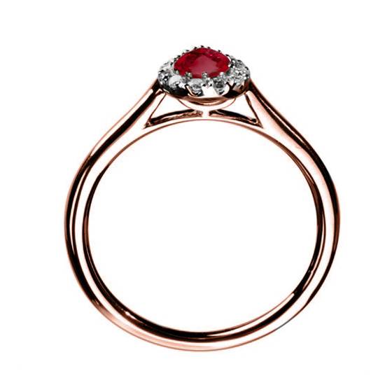 0.75ct Pear Ruby and Diamond Halo Ring