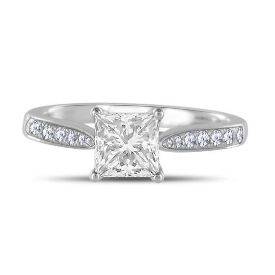 0.90ct SI1/F Princess Natural Diamond Shoulder Set Ring
