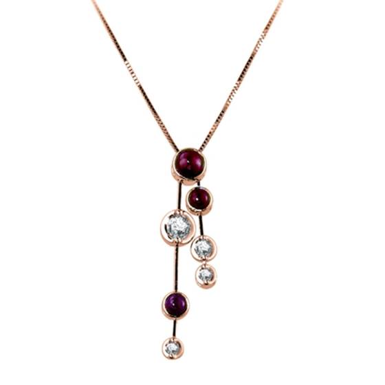 Ruby and Diamond Bezel Set Pendant