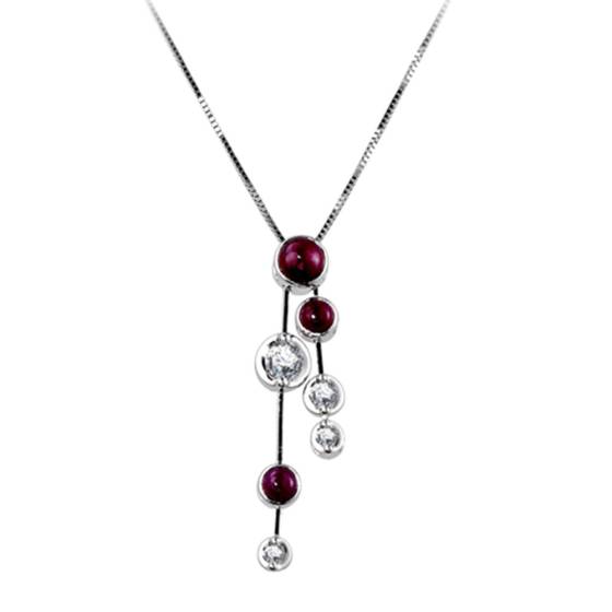 Ruby and Diamond Bezel Set Pendant