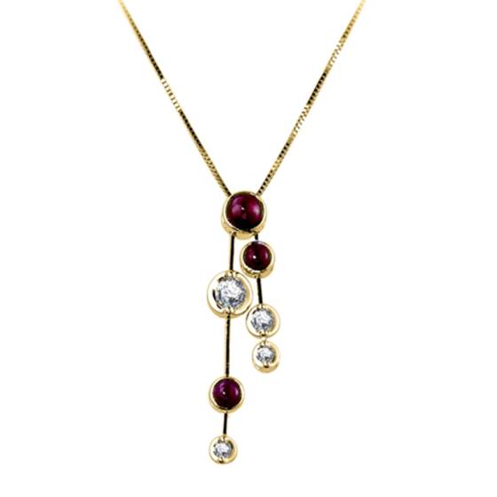 Ruby and Diamond Bezel Set Pendant