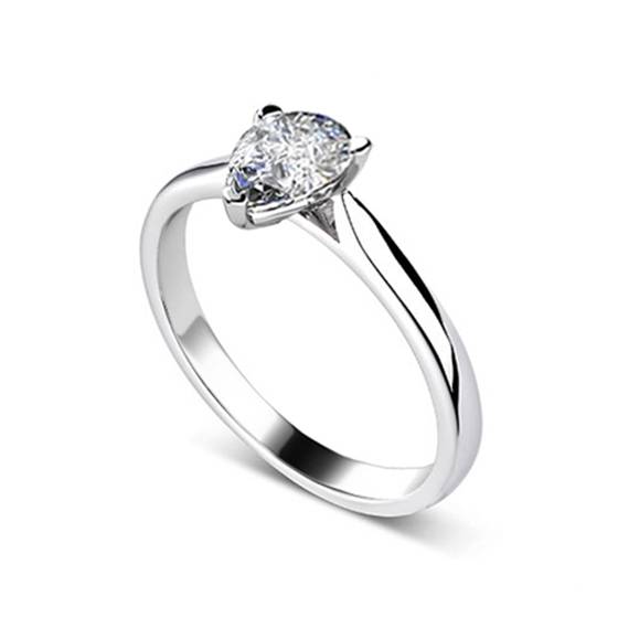 0.50ct SI2/F Pear Natural Diamond Solitaire Ring