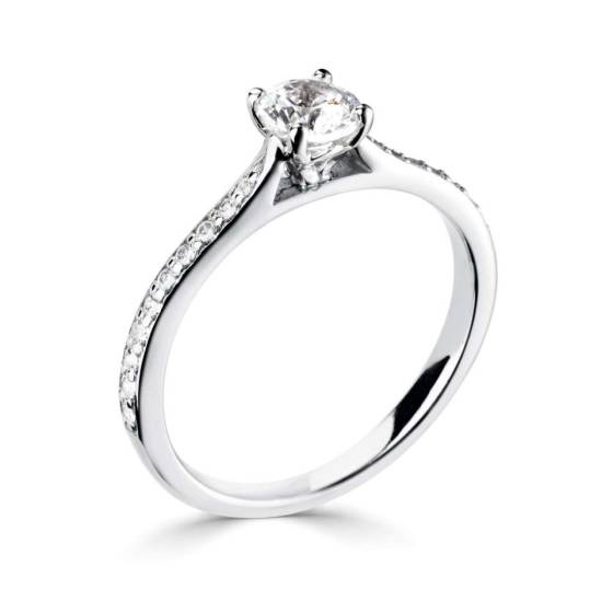 1.10ct I1/G Round Natural Diamond Shoulder Set Ring
