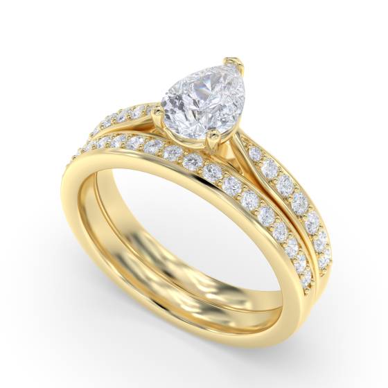 Pear Diamond Shoulder Set Engagement Ring