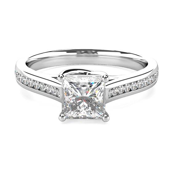 1.28ct SI2/E Princess Natural Diamond Shoulder Set Ring