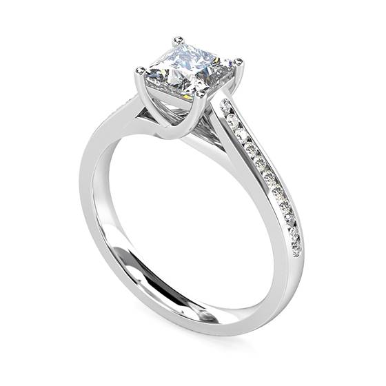 1.25ct SI2/H Princess Natural Diamond Shoulder Set Ring