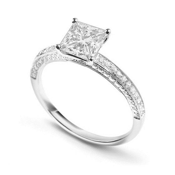 1.30ct SI2/F Unique Princess and Round Natural Diamond Engagement Ring