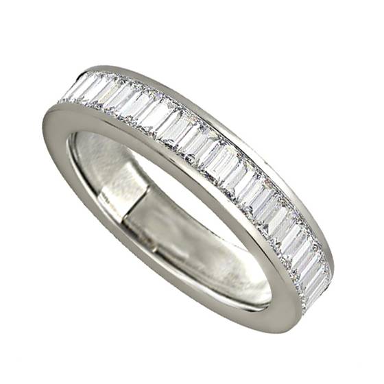 1.50ct VS/E-F Baguette cut Natural Diamond Full Eternity Ring