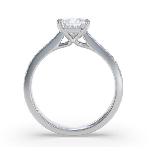 0.50ct VS/E-F Princess Natural Diamond Shoulder Set Engagement Ring