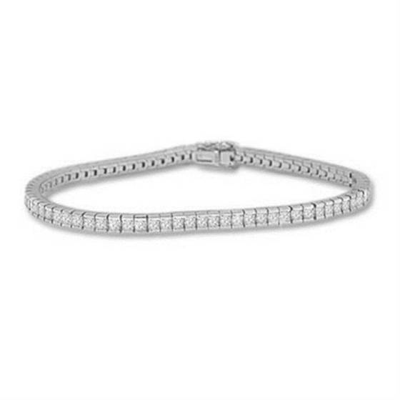 5.00ct SI/F-G Princess Cut Natural Diamond 7Inch Diamond Bracelet