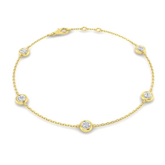 0.70ct I1/G Round cut Natural Diamond Spectacle Bracelet in 9k Yellow Gold