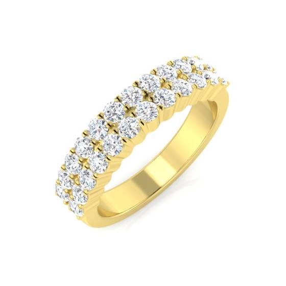 0.83ct SI2/G Round cut Natural Diamond Half Eternity Ring in 18k Yellow Gold