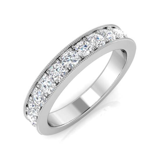 0.65ct SI1/G Round cut Natural Diamond Half Eternity Ring in Platinum