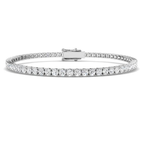 4.06ct SI1/G Round cut Natural Diamonds Tennis Bracelet in 18k White Gold