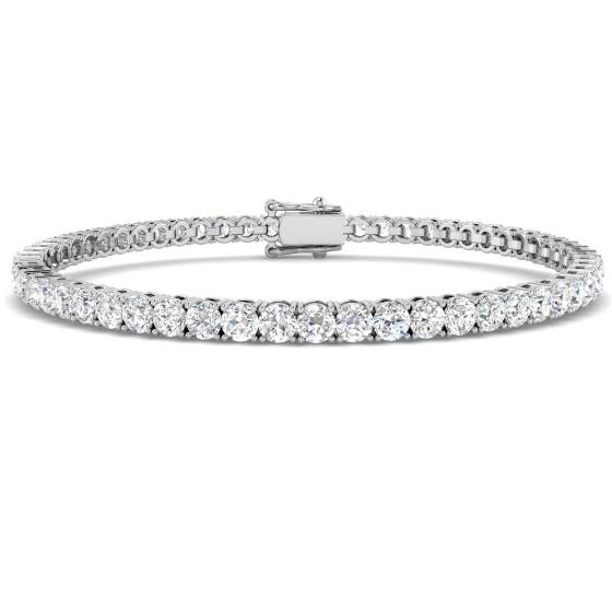 5.90ct SI1/G Round cut Natural Diamonds Tennis Bracelet in 18k White Gold