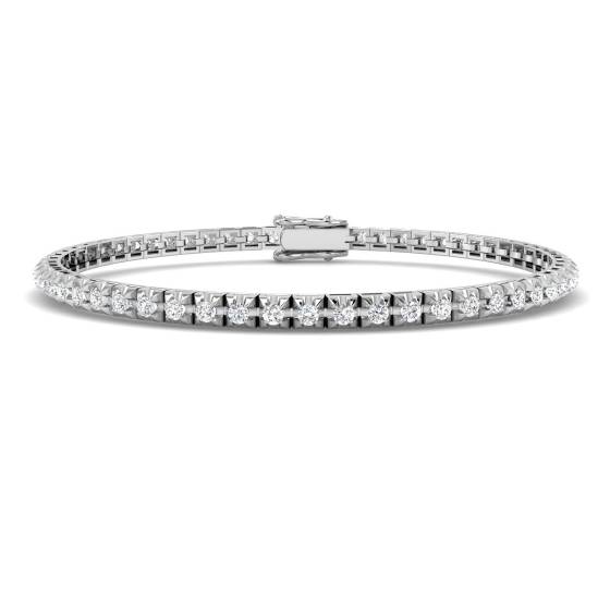 1.95ct SI2/G Round cut Natural Diamonds Tennis Bracelet in 18k White Gold