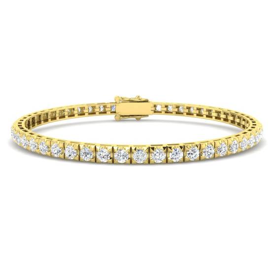 3.02ct SI2/G Round cut Natural Diamonds Tennis Bracelet in 18k Yellow Gold