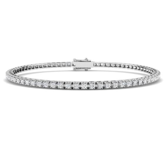 1.25ct / Round cut Natural Diamonds Tennis Bracelet in 18k White Gold