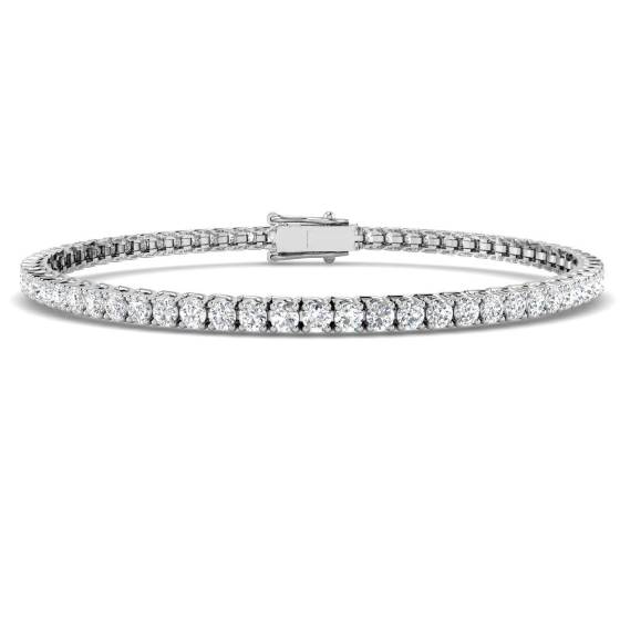 3.50ct SI1/G Round cut Natural Diamonds Tennis Bracelet in 18k White Gold