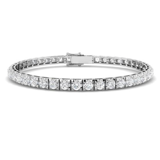 5.00ct SI2/G Round cut Natural Diamonds Tennis Bracelet in 18k White Gold