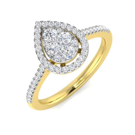 0.45ct SI2/G Round cut Cluster Natural Diamond Ring in 9k Yellow Gold