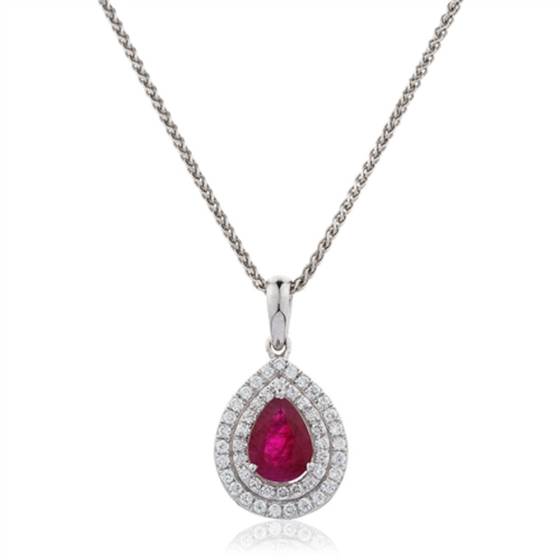 Ruby and Diamond Halo Pendant