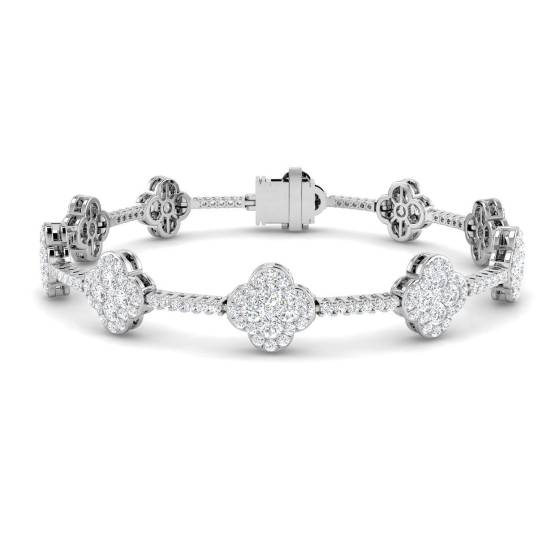 3.94ct SI2/G Round cut Natural Diamonds Designer Bracelet in 9k White Gold