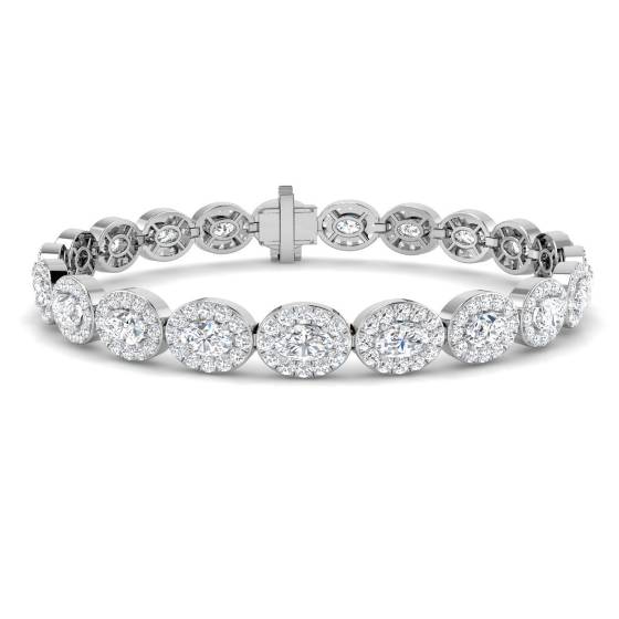 9.14ct SI2/G Oval cut Natural Diamond Designer Bracelet in 18k White Gold