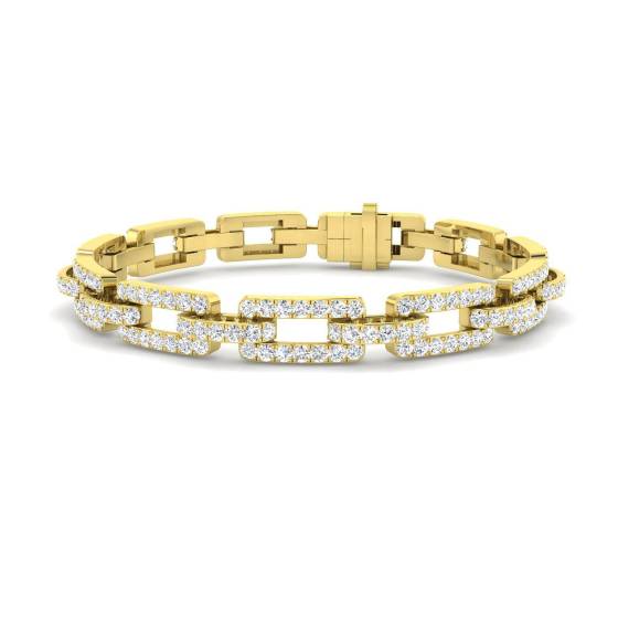 5.03ct SI2/G Round cut Natural Diamonds Designer Bracelet in 9k Yellow Gold