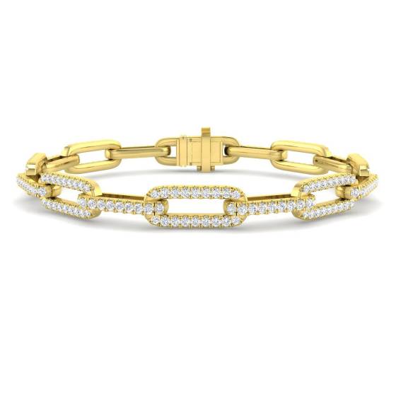 2.55ct SI2/G Round cut Natural Diamonds Designer Bracelet in 9k Yellow Gold