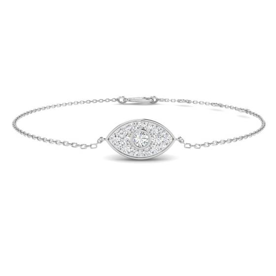 0.31ct SI2/G Round cut Natural Diamond Religious Bracelet in 9k White Gold