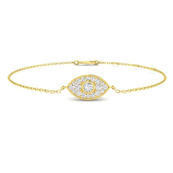 0.31ct SI2/G Round cut Natural Diamond Religious Bracelet in 9k Yellow Gold