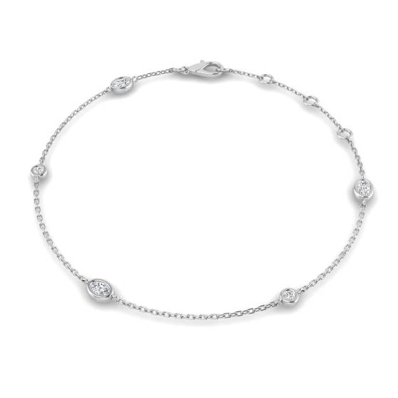 0.38ct SI2/G Oval cut Natural Diamond Spectacle Bracelet in 9k White Gold
