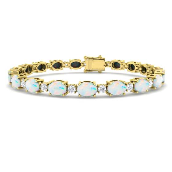 11.82ct SI2/G Oval cut Opal Gemstone Bracelet in 9k Yellow Gold